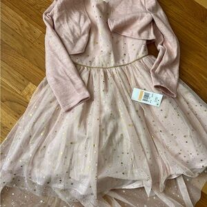 NWT Girls blush Starry Dress with cropped cardigan